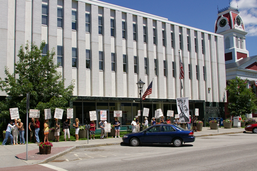 Our Peace Line as seen in July 2008. Today we are a smaller group but the message remains the same: "War does not work."