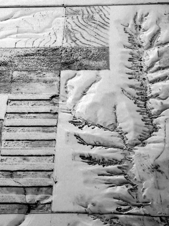  • Patterns of Fields and Stream Somewhere over Iowa on a February day the whole world looks black and white even if there is a contrast between the fields humans have created and the drainage patterns of the stream.