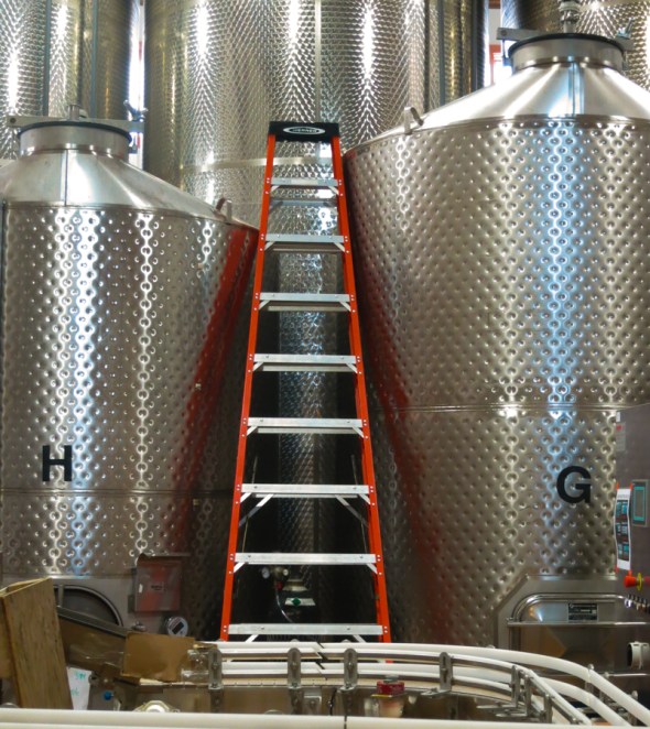 • Cider Tanks, Charlottesville, Virginia Had the ladder not been red, I probably would not have been drawn to this wonderful composition, but it was and I was and I love it!