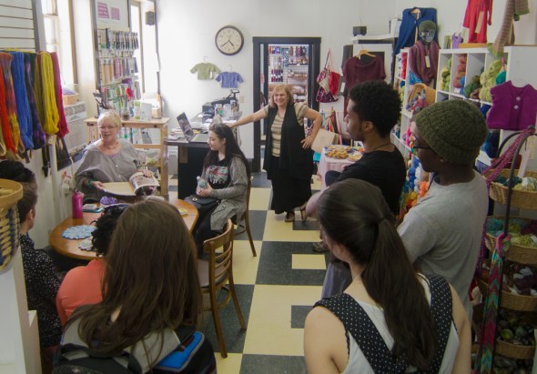 My muse in life, Liz, reading from a book she wrote about her father during Art Walk in Montpelier.