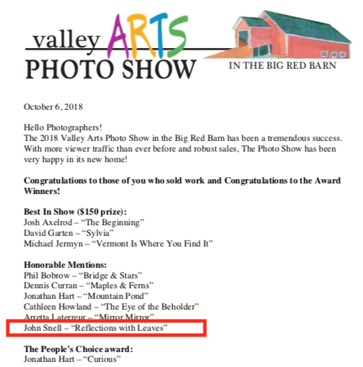 Valley Arts Honorable mention